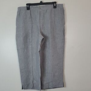 J.Jill Love Linen Pants • 100% Linen Gray Pull-On • Size L Petite